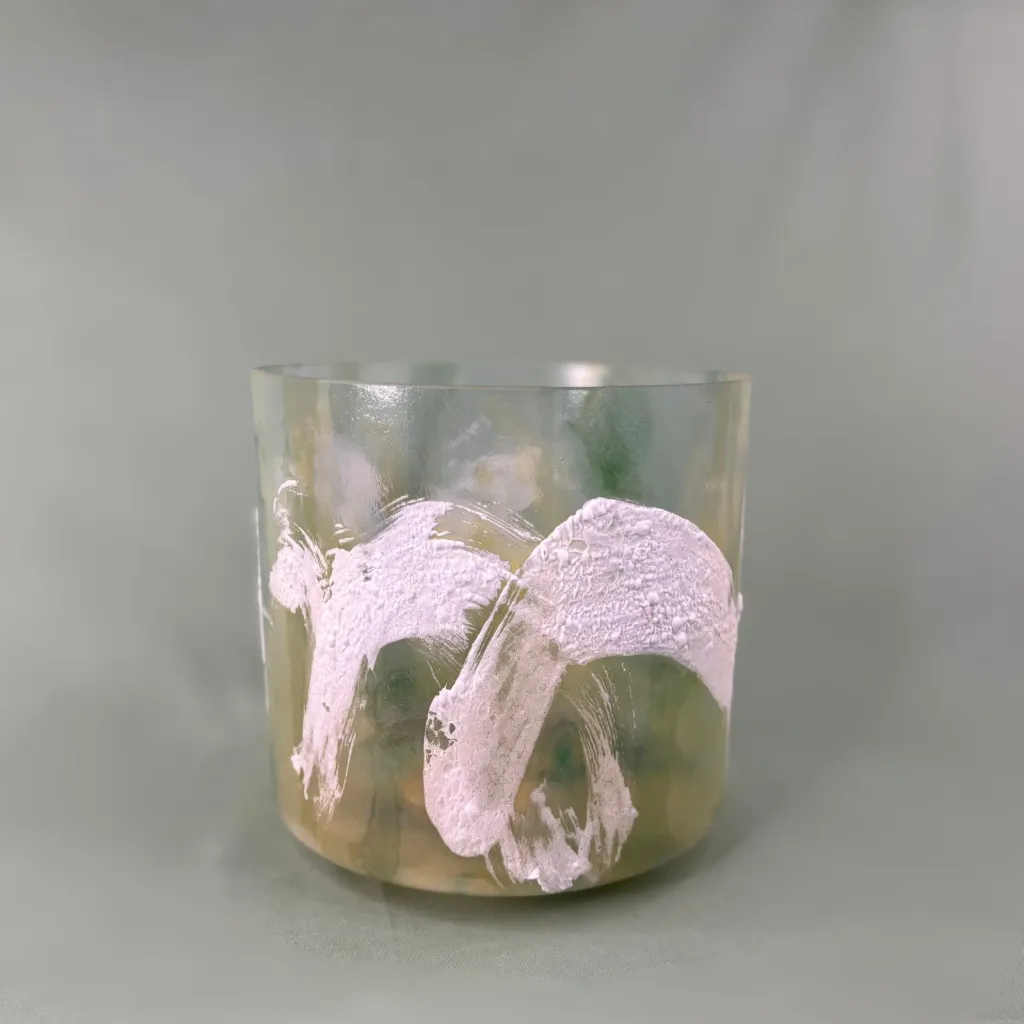 [143] Sacred Geometry Tea Quartz Crystal Singing Bowl | 7" F Note | A=432 Tuning | #143