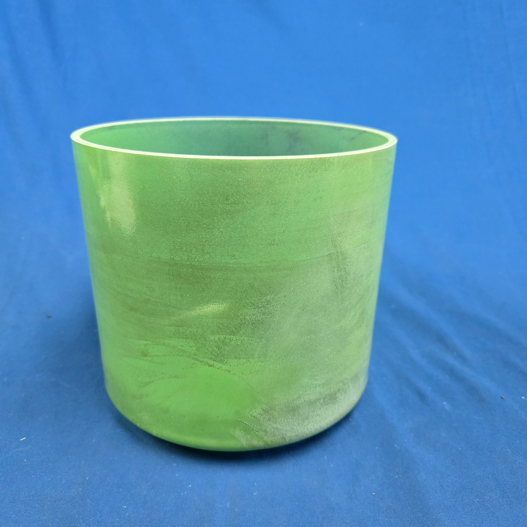 [#3089] Matcha Infused Quartz Crystal Singing Bowl | 8" | 4G#-27 | 408 Hz