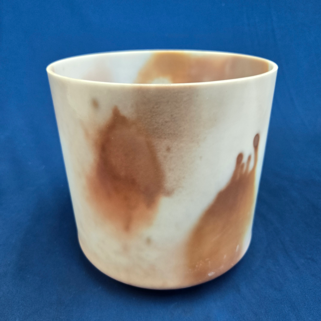 [#3496] Cacao & Rose Petal Infused Quartz Crystal Singing Bowl | 7" | 4D+47 | 301 Hz