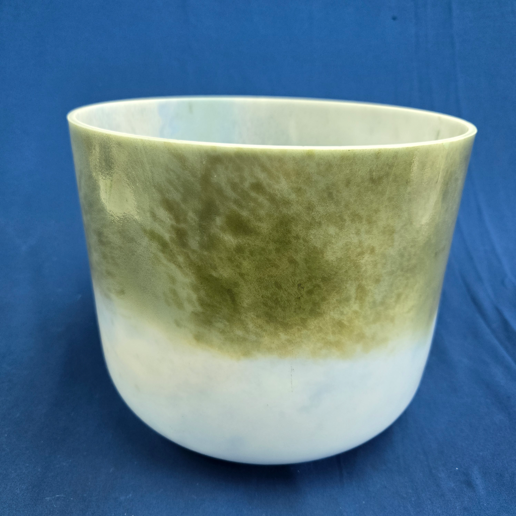 [#3682] Spearmint & Blueberry Infused Quartz Crystal Singing Bowl | 10" | 3G#+18 | 209 Hz