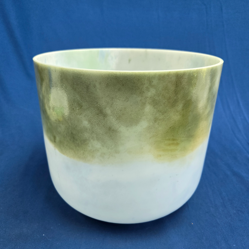 [#3685] Spearmint & Blueberry Infused Quartz Crystal Singing Bowl | 10" | 3G+41 | 200 Hz