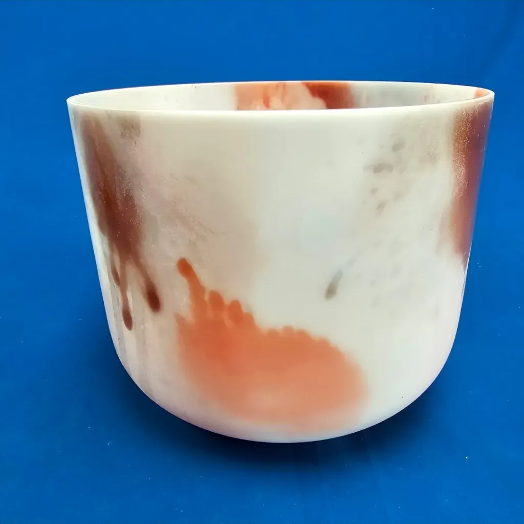 [#3695] Cacao & Rose Petal Infused Quartz Crystal Singing Bowl | 10" | 3G#+37 | 212 Hz