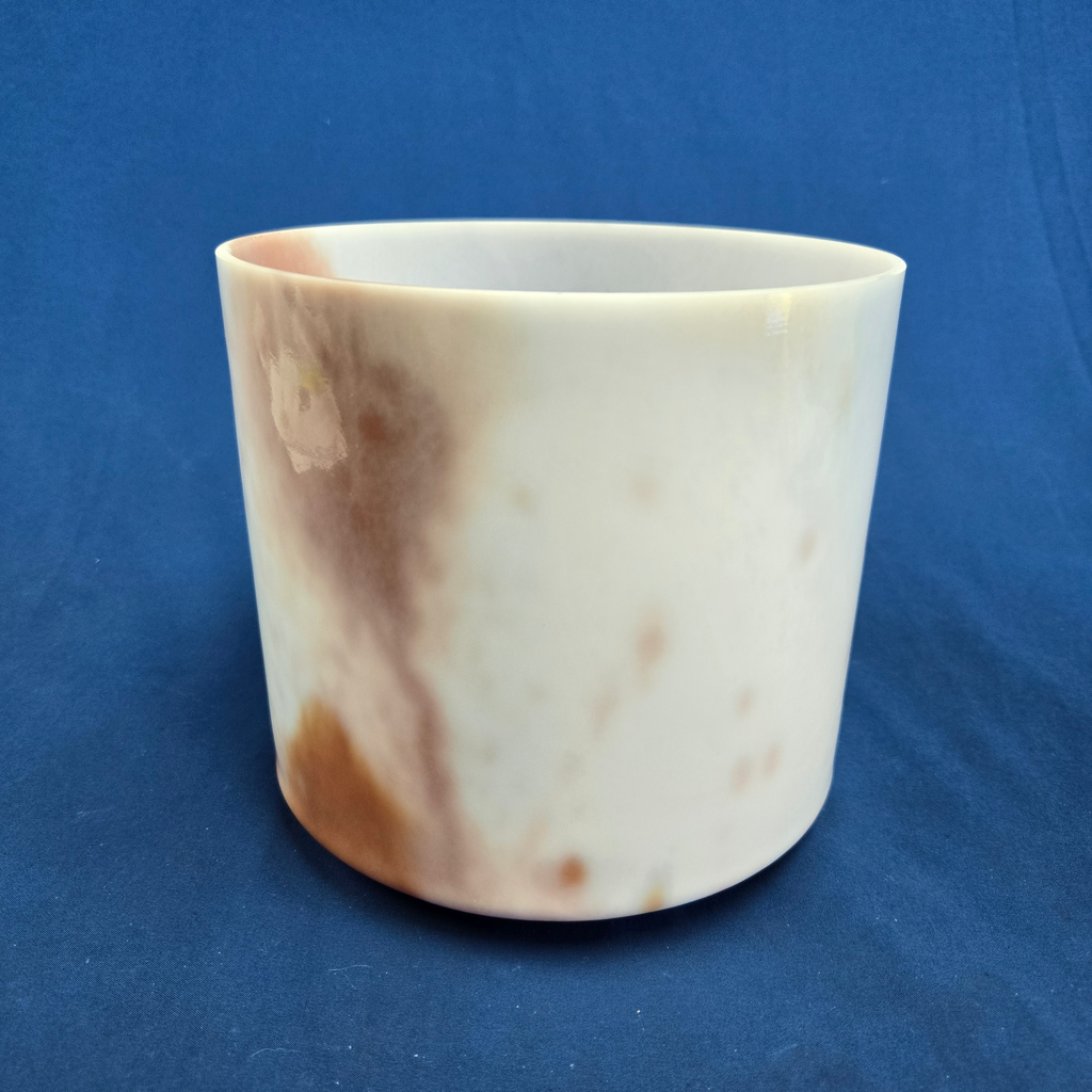 [#3776] Cacao & Rose Petal Infused Quartz Crystal Singing Bowl | 8" | 4D#-45 | 303 Hz