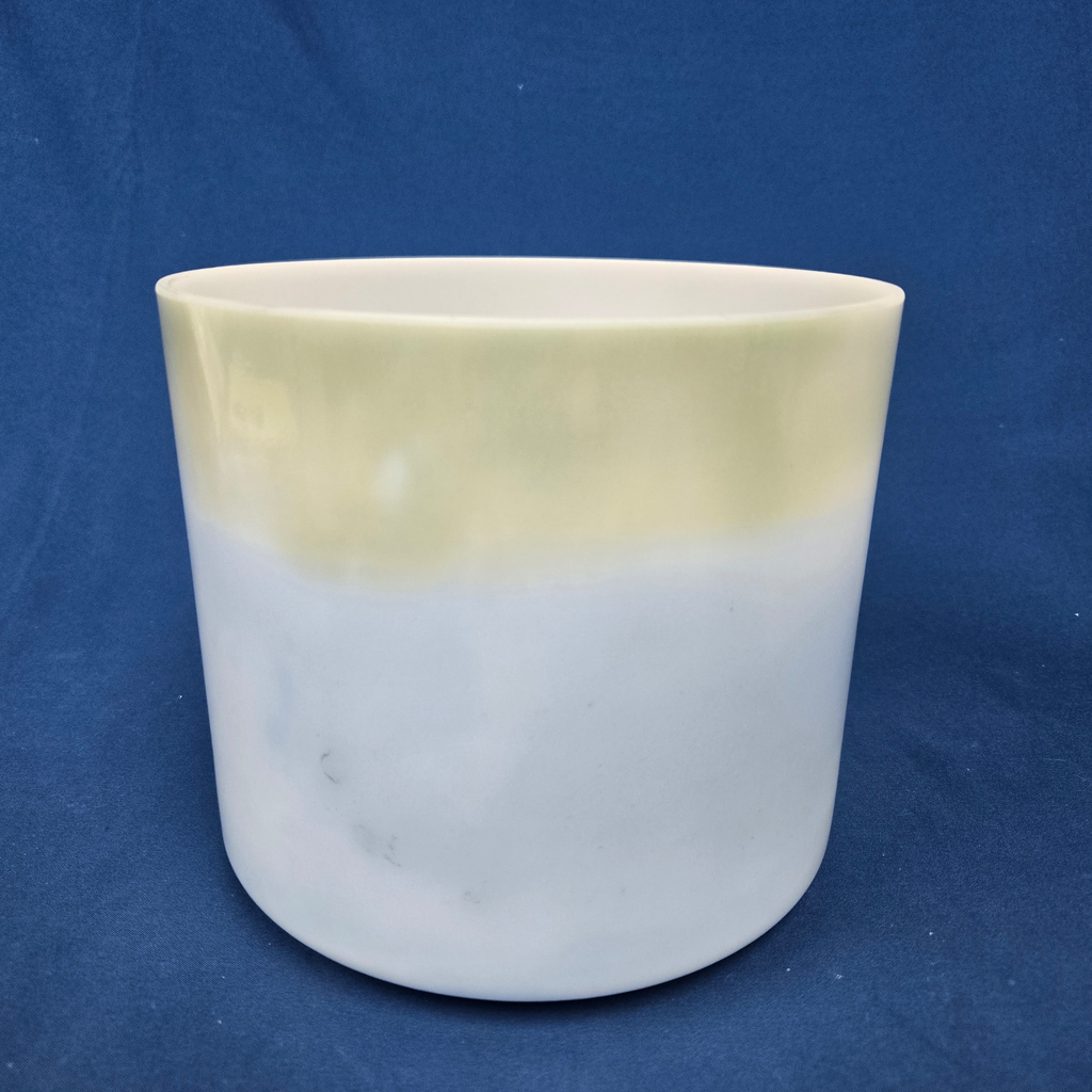 [3919] Spearmint & Blueberry Infused Quartz Crystal Singing Bowl | 7" | 4 F# -44 | 360 Hz