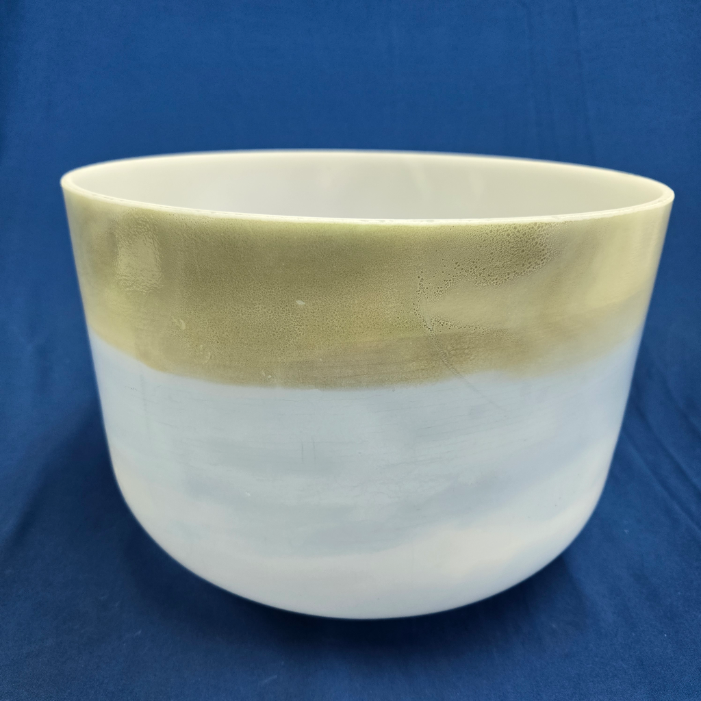 [#4113] Spearmint & Blueberry Infused Quartz Crystal Singing Bowl | 12" | 3F#+21 | 187 Hz