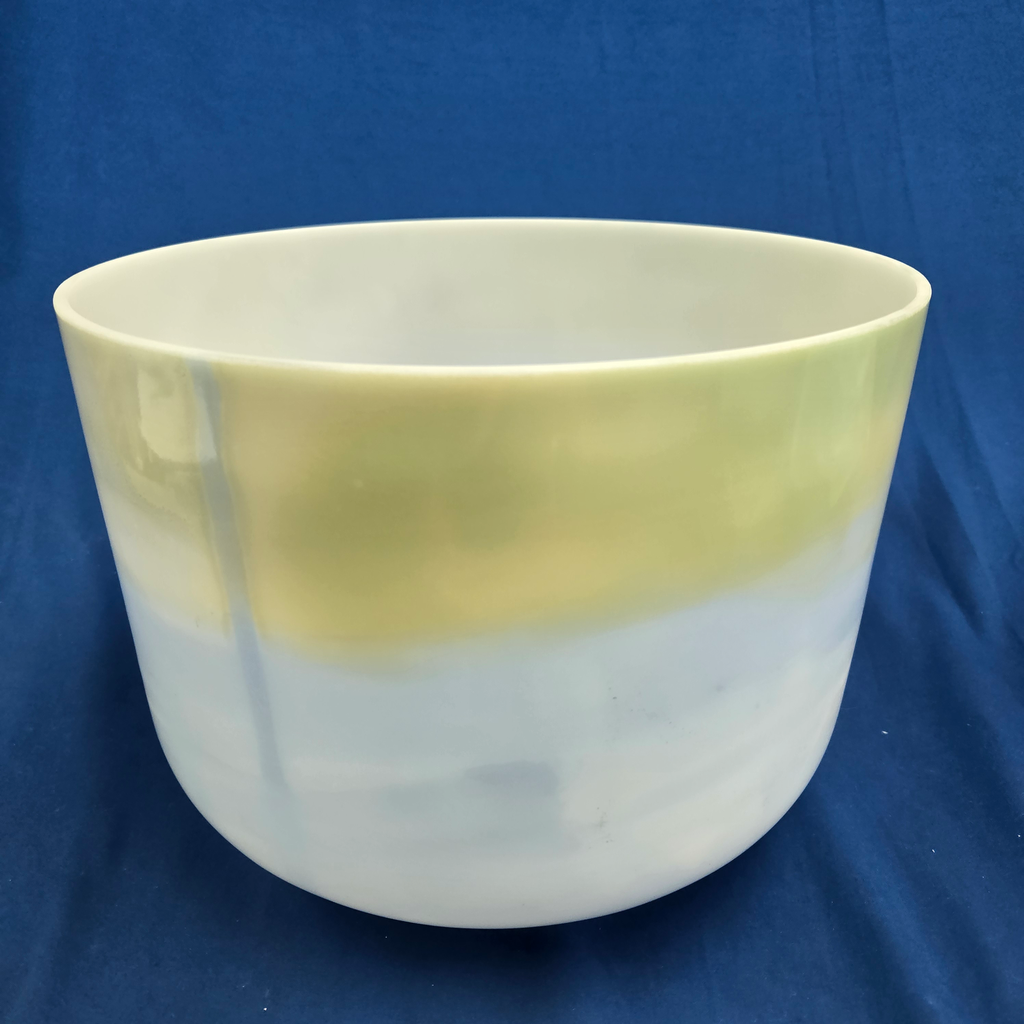[4115] [#4115] Spearmint & Blueberry Infused Quartz Crystal Singing Bowl | 12" | 3E +32 | 167 Hz