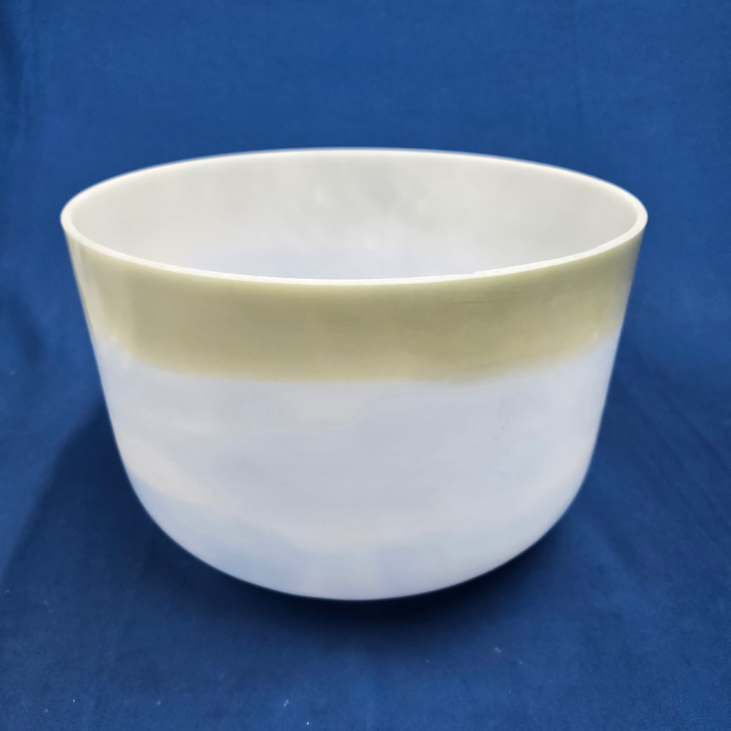 [#4116] Spearmint & Blueberry Infused Quartz Crystal Singing Bowl | 12" | 3F+25 | 177 Hz