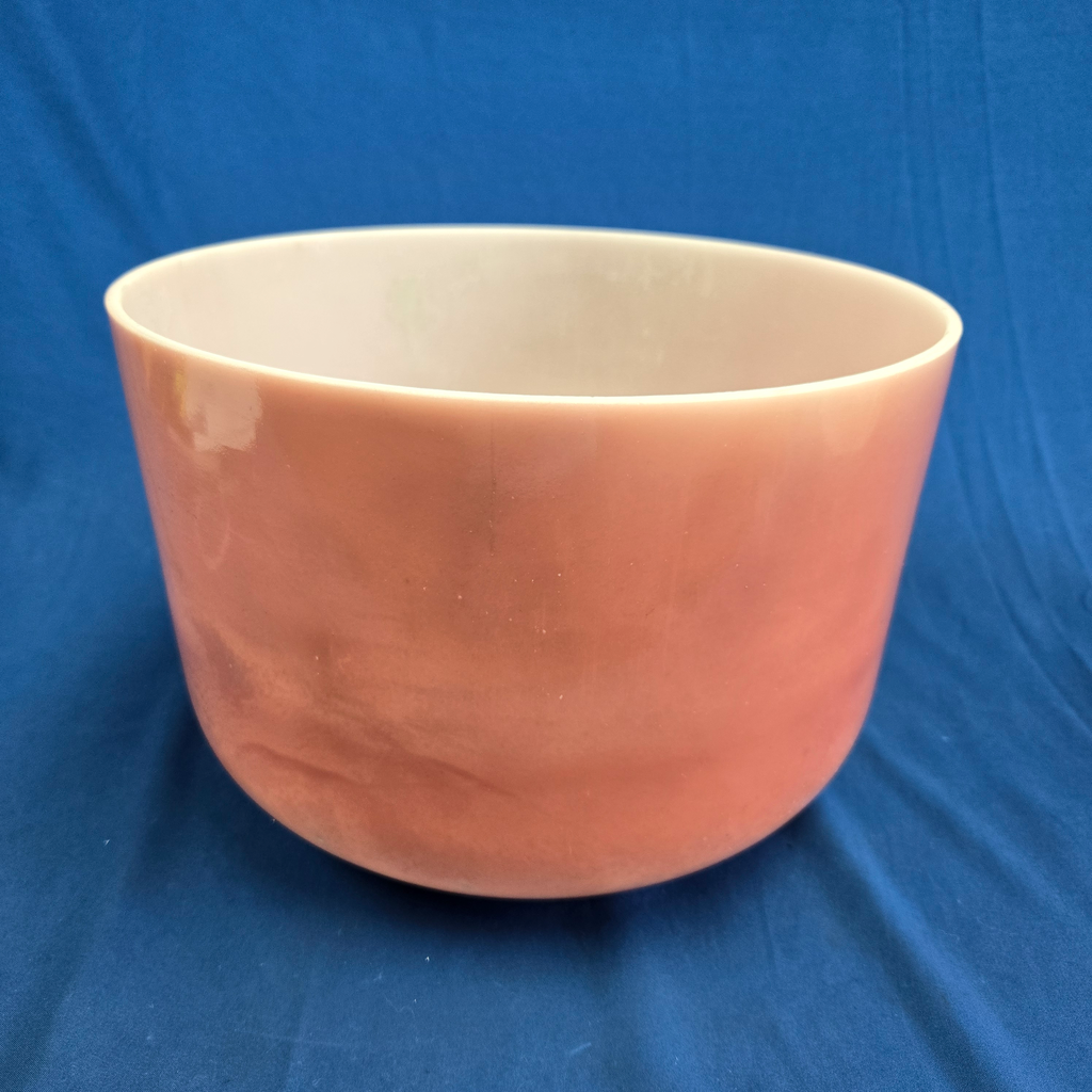 [4133] [#4133] Rose Quartz Infused Quartz Crystal Singing Bowl | 12" | 3F#-27 | 182 Hz