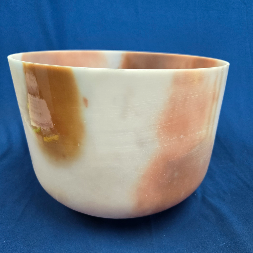 [4139] [#4139] Cacao & Rose Petal Infused Quartz Crystal Singing Bowl | 12" | 3E +42 | 168 Hz