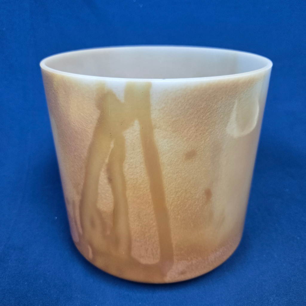 [#4243] Golden Honey Infused Quartz Crystal Singing Bowl | 8" | 4 C# +43 | 284 Hz