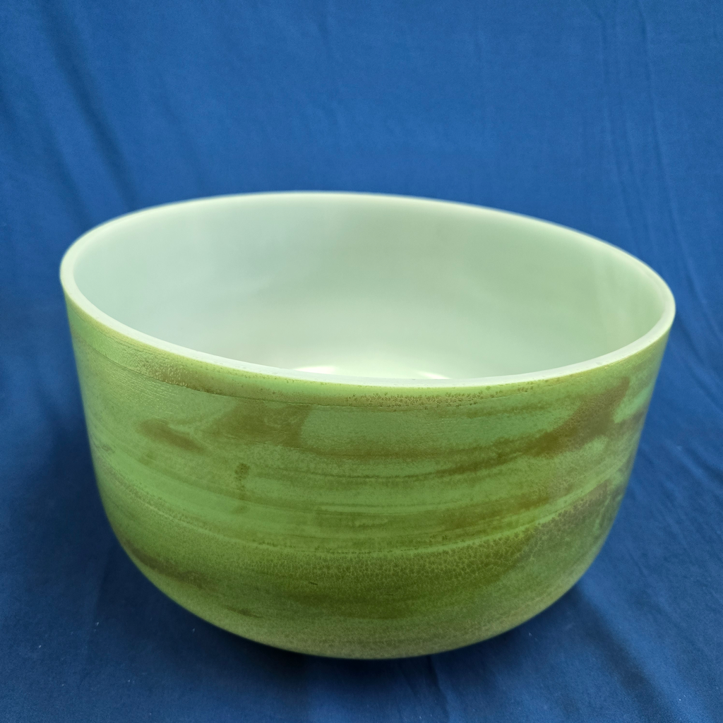 [#4276] Matcha Infused Quartz Crystal Singing Bowl | 14" | 3 G# -21 | 205 Hz