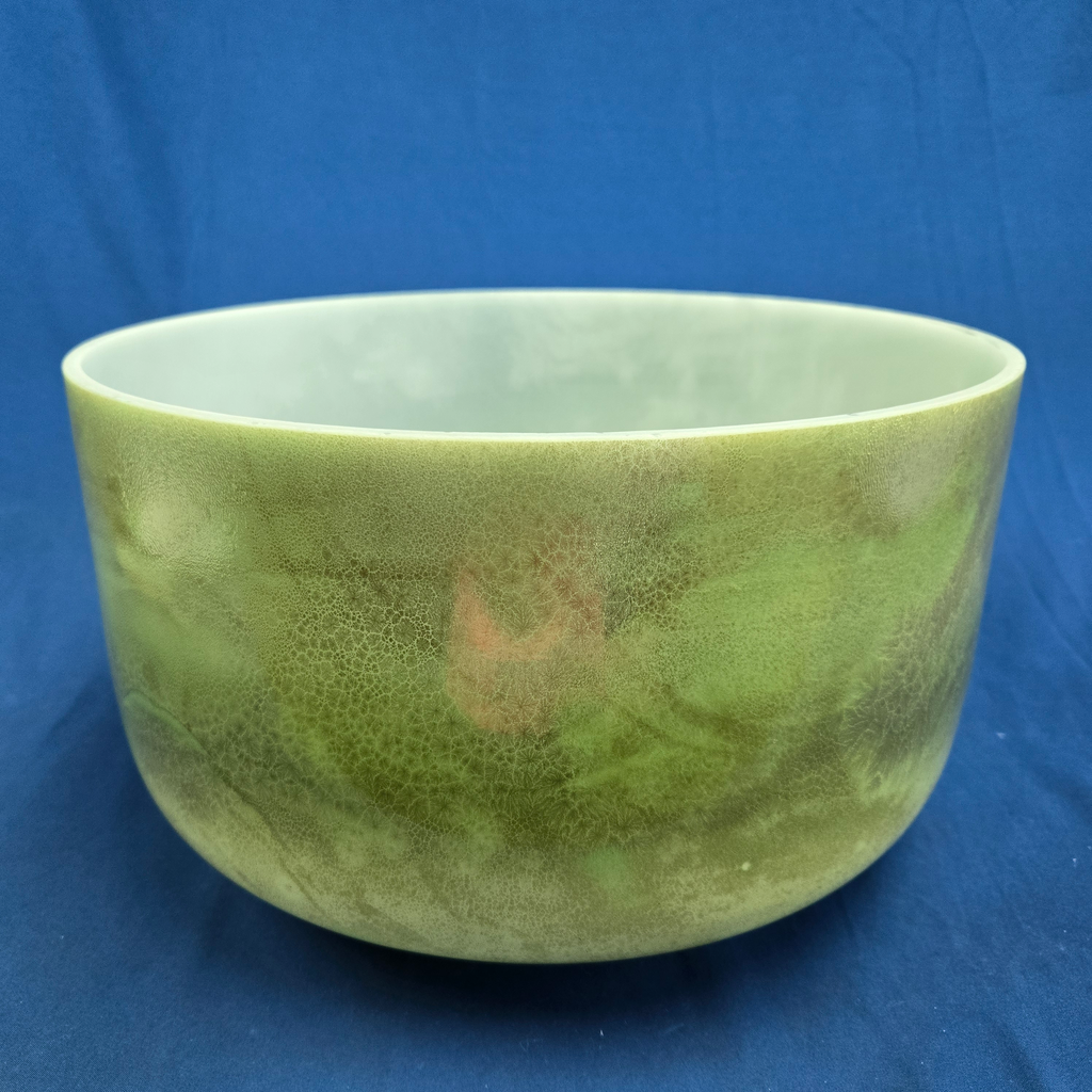 [4278] [#4278] Matcha Infused Quartz Crystal Singing Bowl | 14" | 3 F# +39 | 189 Hz