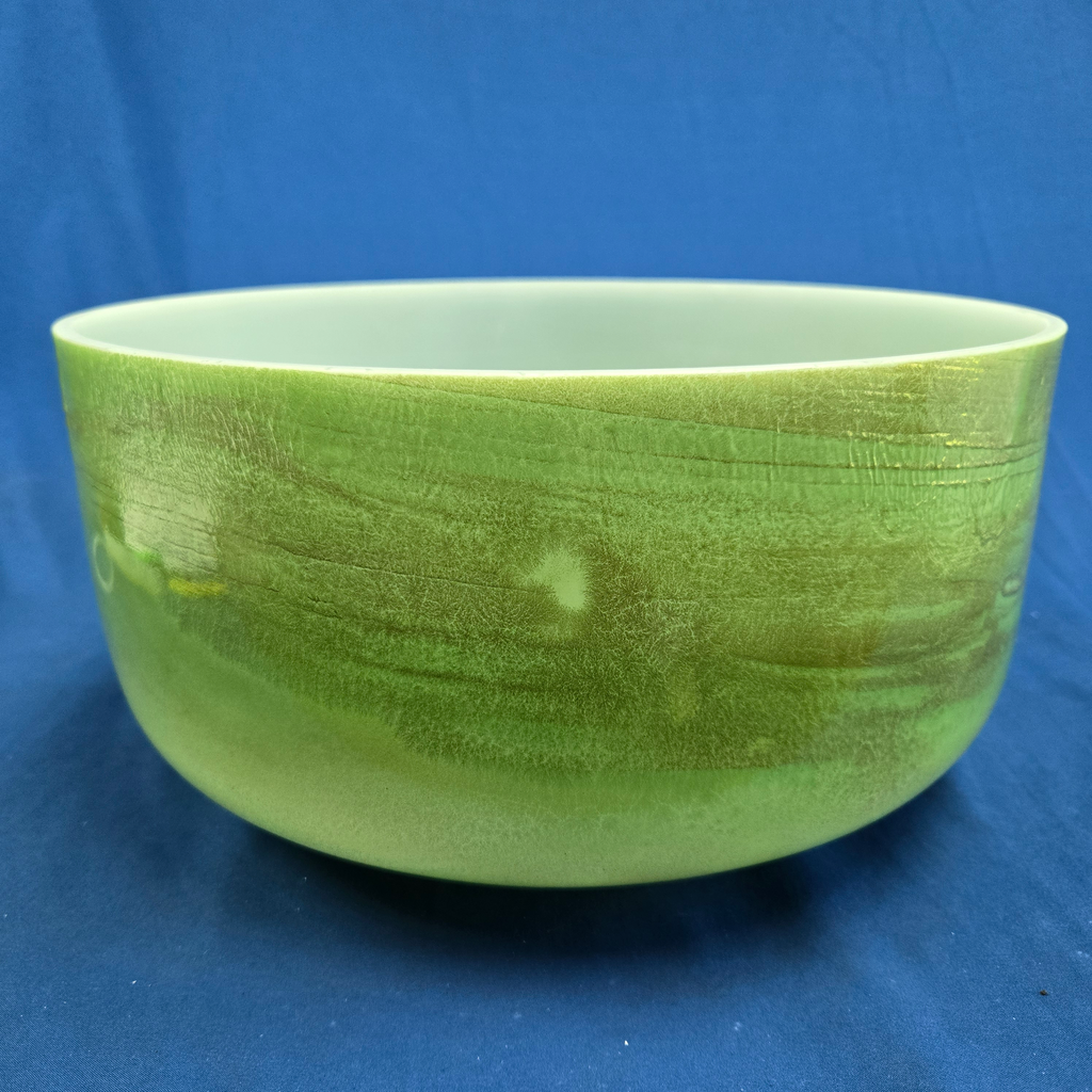 [4285] [#4285] Matcha Infused Quartz Crystal Singing Bowl | 14" | 3 A -47 | 214 Hz