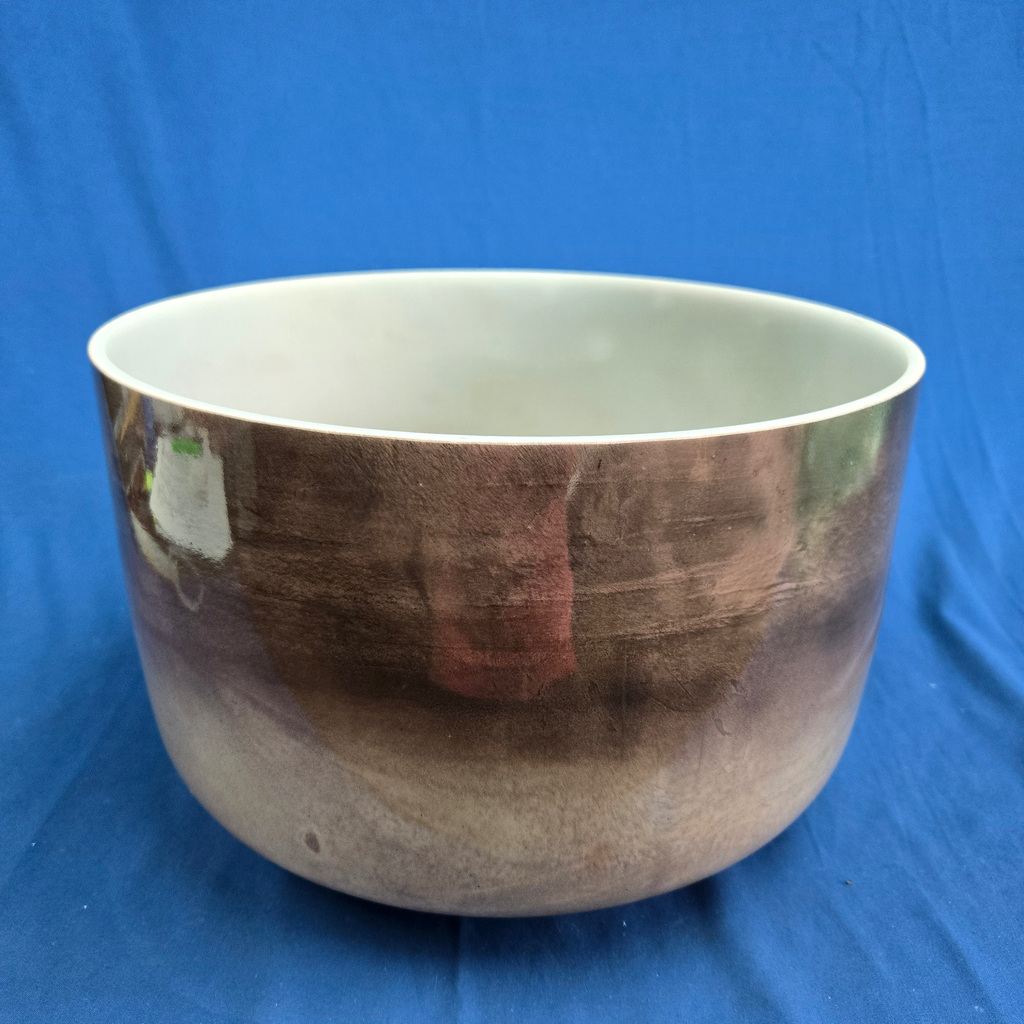 [4286] [#4286] Cacao Infused Quartz Crystal Singing Bowl | 14" | 3 F +9 | 175 Hz