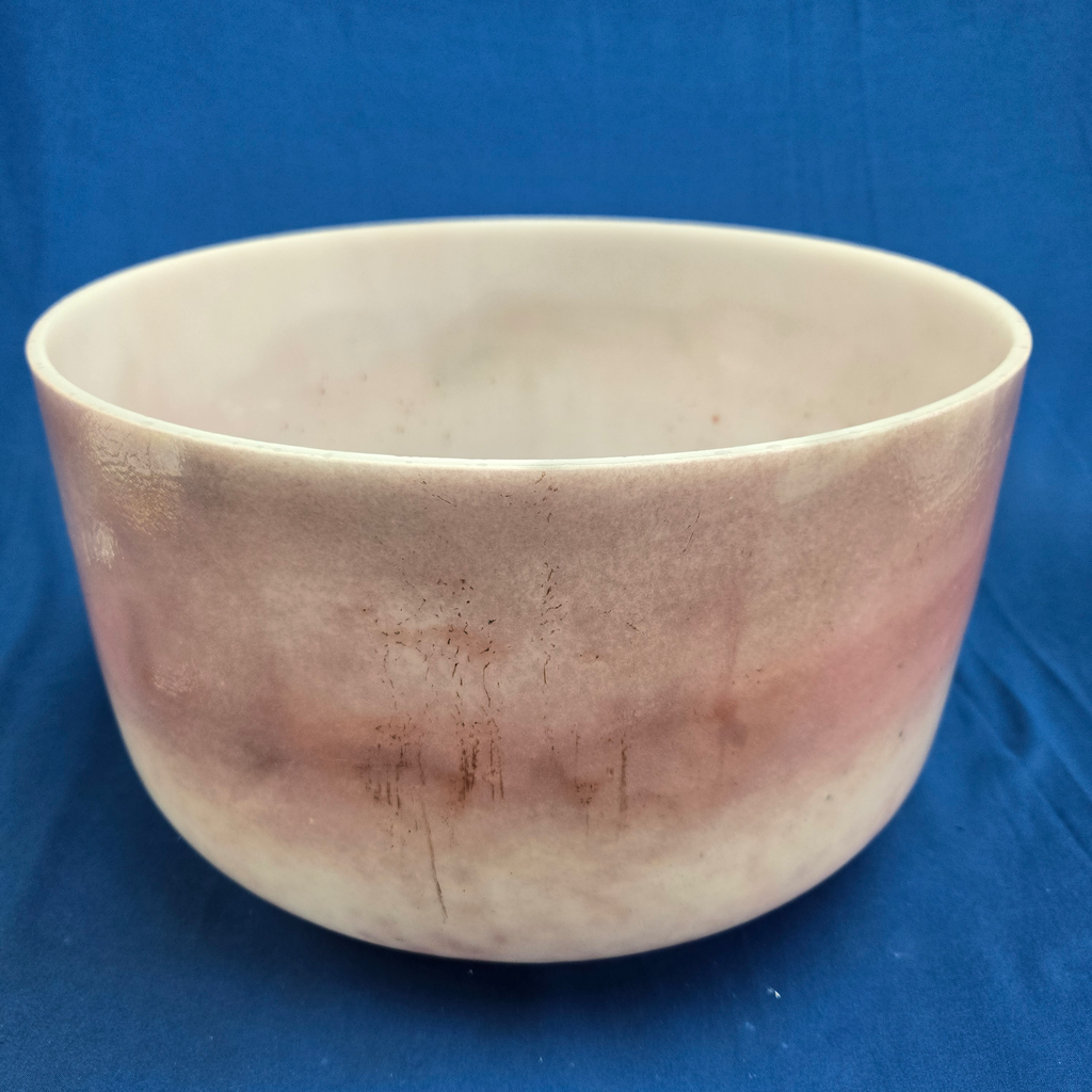 [4289] [#4289] Rose Quartz Infused Quartz Crystal Singing Bowl | 14" | 3 E -8 | 164 Hz