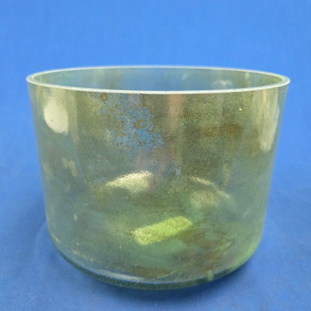 [#4328] Green Amethyst Infused Quartz Crystal Singing Bowl | 9" | 4 F# +30 | 376 Hz