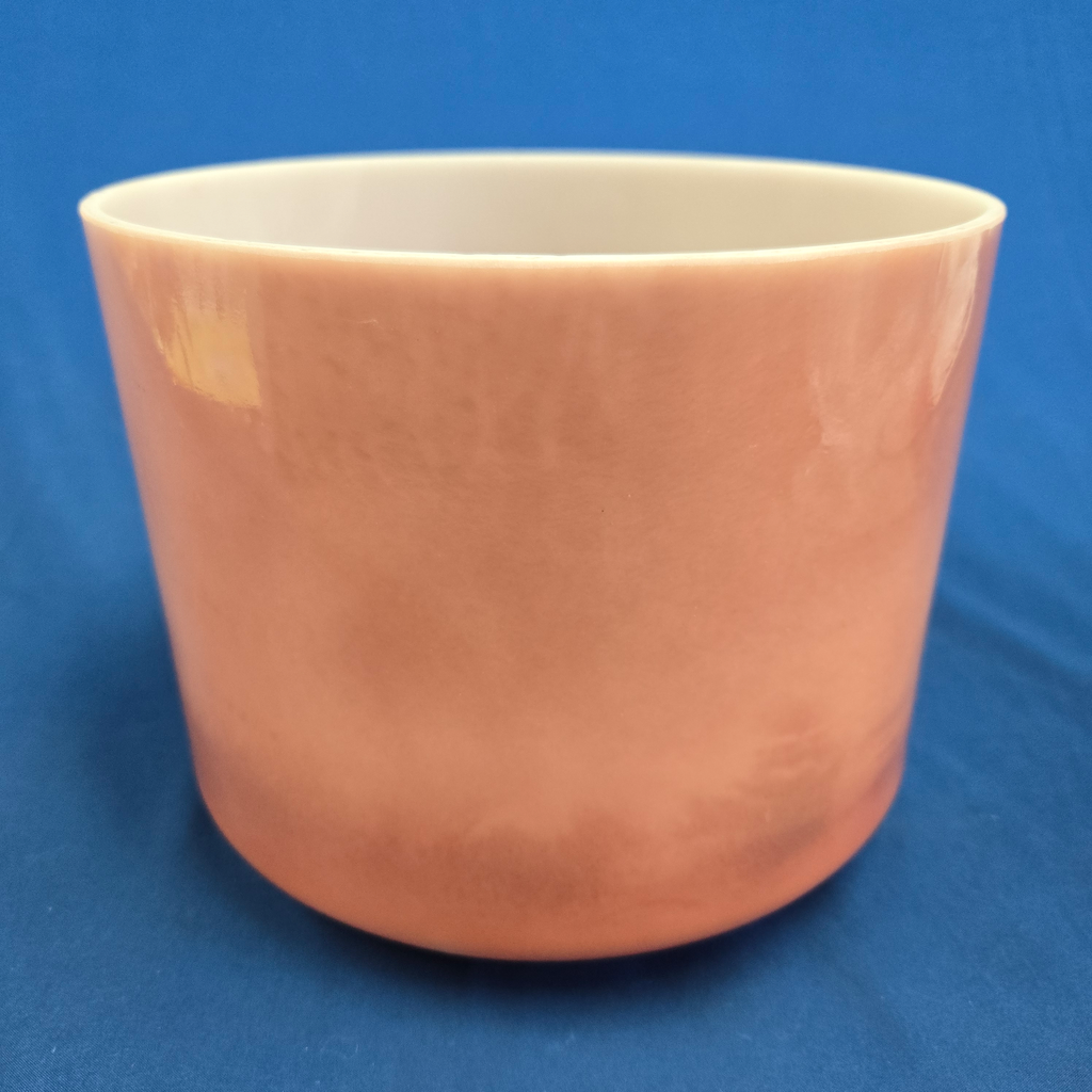 [#4376] Rose Quartz Infused Quartz Crystal Singing Bowl | 9" | 4 D -20 | 290 Hz