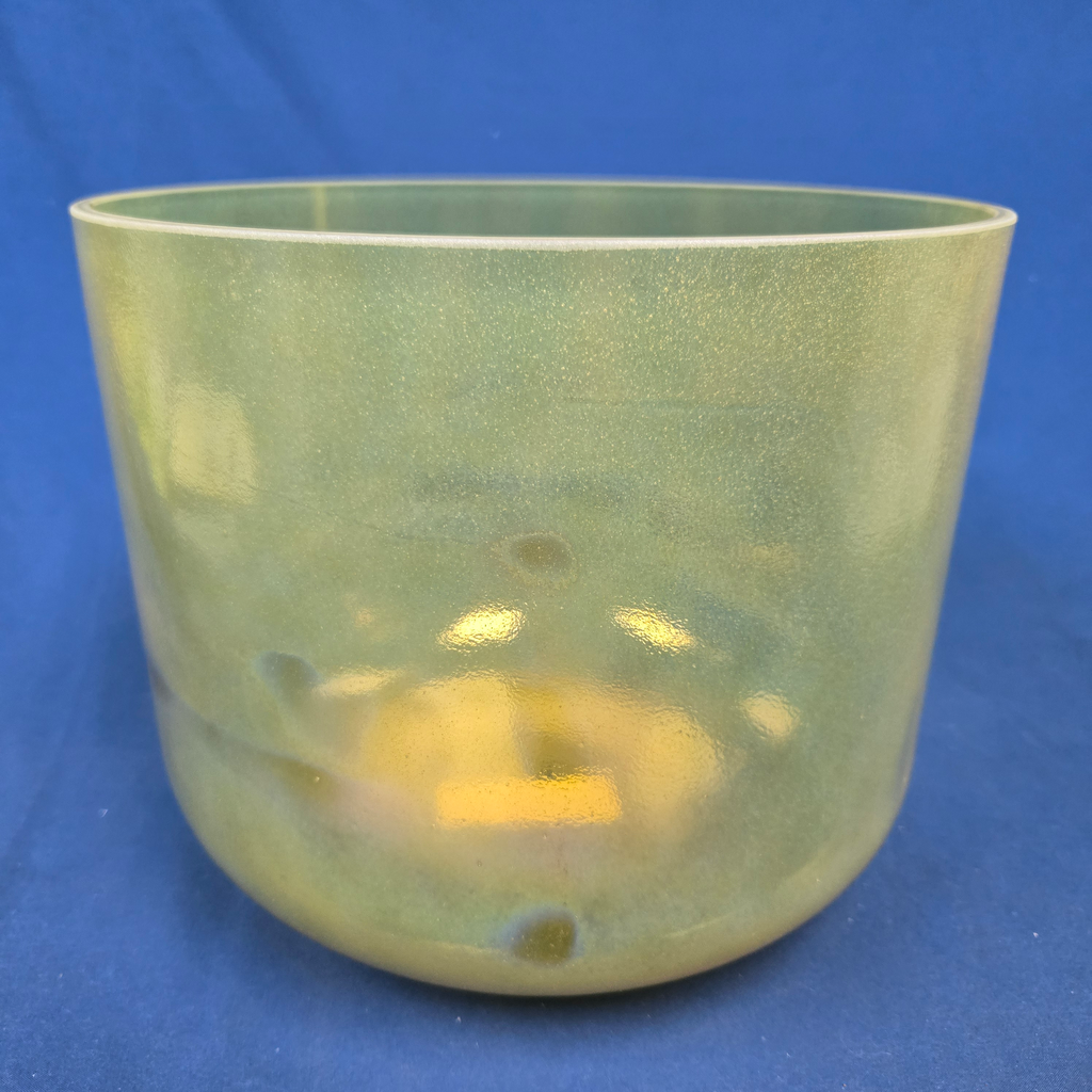 [#4423] Apache Peridot Infused Quartz Crystal Singing Bowl | 10" | 4C -14 | 259 Hz