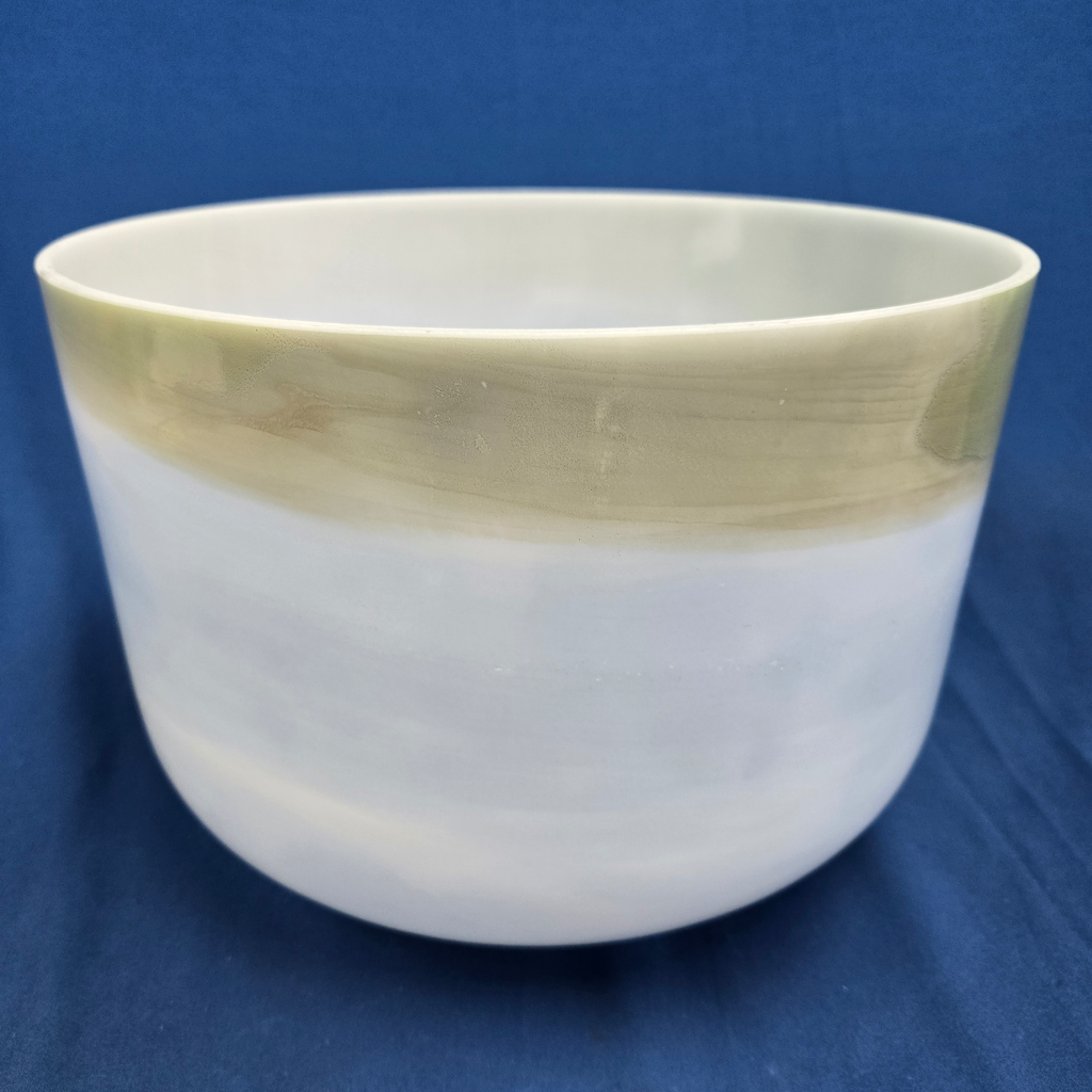 [#4117] Spearmint & Blueberry Infused Quartz Crystal Singing Bowl | 12" | 3F0 | 174 Hz