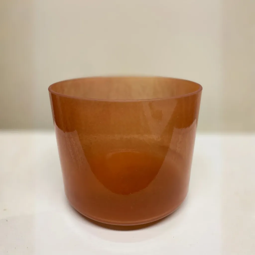 [1607] Spessartite Garnet Quartz Crystal Singing Bowl | 9" E Note (-35) | A=432 Tuning | #1607